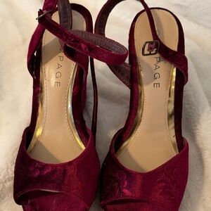 Rampage Burgundy Velvet Strappy Heels